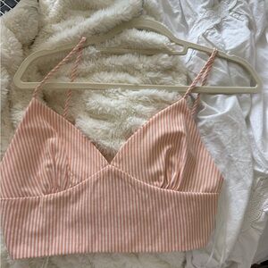 Striped Pink and White Crop Top
